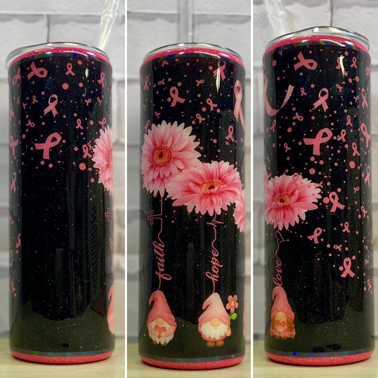 Pink Ribbon faith,love,hope                  Ready to Ship 20oz Stainless Steel Tumbler